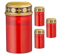 Juego de 4 luces LED para tumba (funciona con pilas, 4 ledes), color rojo