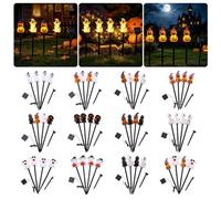 Juego de 4 luces solares de Halloween con estaca fantasma 4 en 1 con luces LED, lámpara decorativa impermeable para jardín, patio, camino, césped