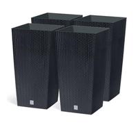 Juego de 4 macetas cuadradas para flores, plantas cuadradas, de plástico, 26,5 x 26,5 x 50 cm, para interior y exterior, negros, 26,6 litros, diseño moderno