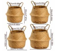Juego de 4 macetas de wicker tejidas a para , cubierta redonda para macetas con asa, plegable de 8.7-15.0 pulgadas, para , jardín, patio, exhibición de plantas multiusos, que