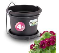 Juego de 4 macetas negras 20x18cm 2,5L con soporte