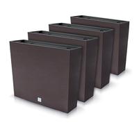 Juego de 4 macetas rectangulares para flores y plantas, de plástico, 58 x 18 x 49,8 cm, para interior y exterior, marrón, volumen 44 litros, diseño moderno
