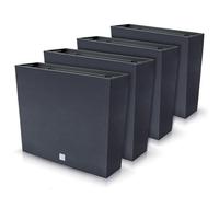 Juego de 4 macetas rectangulares para flores y plantas Rato Case T, de plástico, 58 x 18 x 49,8 cm, para interior y exterior, color negro, volumen 44 litros, diseños modernos