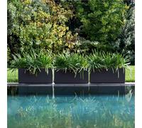 Juego de 4 maceteros Ethica de plástico antracita 80x36x36cm