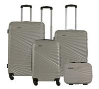 Juego de maletas de ruedas rígidas con maleta neceser de WellHome: Juego de 4 maletas / Plateado metálico