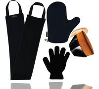 Juego de 4 manoplas autobronceadoras, 1 guante autobronceador, 1 aplicador de loción autobronceadora, 1 cepillo de bronceado facial, 1 guante exfoliante, kit de autobronceado (4 aplicadores de