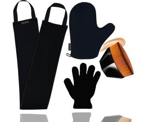 Juego de 4 manoplas autobronceadoras, 1 guante autobronceador, 1 aplicador de loción autobronceadora, 1 cepillo de bronceado facial, 1 guante exfoliante, kit de autobronceado (4 aplicadores de