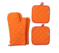 Juego de 4 manoplas de horno y soportes para ollas, alta resistencia al calor, 500 grados, extra gruesos, guantes de horno de algodón para cocinar (12 pulgadas, naranja)
