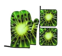 Juego De 4 Manoplas Horno Pieza De Kiwi Antideslizantes Guantes Cocina Grueso Guantes Y Agarraderas para Horno para Chimenea Asar Cocina