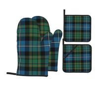 Juego de 4 Manoplas y agarraderas de algodón para Horno de Caza de Clan Macrae, Resistentes al Calor, para Hornear, Asar y cocinar.