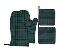 Juego de 4 Manoplas y agarraderas de algodón para Horno de Caza Moderna del Clan Matheson, Resistentes al Calor, para Hornear, Asar y cocinar.