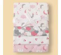 Juego de 4 mantas infantiles, de franela con estampado de elefante, animal, luna, princesa y coche para bebés