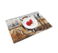 Juego de 4 manteles individuales aislados con estampado de rebaño de bisonte norteamericanos, aptos para uso en interiores o exteriores