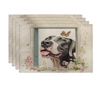Juego de 4 manteles individuales con diseño de gran danés primaveral de 30,5 x 45,7 cm, 4 unidades, manteles individuales para cenar, decoración para mascotas, hogar, cocina