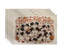 Juego de 4 manteles individuales con diseño de perro de barbilla japonesa, 12 x 18 pulgadas, diseño de cachorro apilado de otoño, 4 piezas para comedor en casa, hoja de arce, decoración de cocina