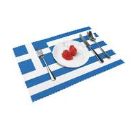 Juego de 4 manteles individuales con estampado de bandera griega, 12 x 18 pulgadas, tapetes aislados, adecuados para comedor diario y decoración de banquetes