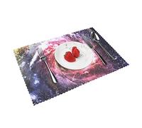 Juego de 4 manteles individuales con estampado de tormenta cósmica para mesa de comedor, resistentes al calor, resistentes a las arrugas, para vacaciones, banquetes, cocina, decoración de mesa