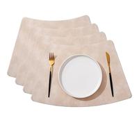 Juego de 4 manteles individuales de cuña para mesas redondas, de piel sintética, antideslizantes, lavables y resistentes a las manchas.(Rosado)