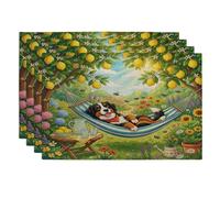 Juego de 4 manteles individuales de perro de montaña bernesa, 12 x 18 pulgadas, planta floral de limón campestre, 4 manteles individuales lavables para comedor en casa, decoración de fiesta de