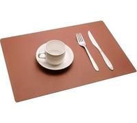 Juego de 4 manteles Individuales de Piel sintética, Antideslizantes, Resistentes al Calor, for Cocina(Brown)