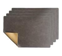 Juego de 4 manteles Individuales de Piel sintética, Resistentes al Calor, Impermeables, for Comedor, Cocina, hogar(Gray)