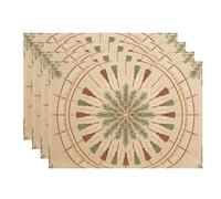 Juego de 4 manteles individuales de pino, rústico, tradicional, escoba, circular, beige, lavable, antideslizante, rectangular, decoración para cocina, interior, exterior, picnic, cena, fiesta, 18 x 12