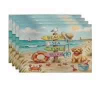 Juego de 4 manteles individuales Golden Doodle Dog de 12 x 18 pulgadas, bonitos manteles individuales lavables con estampado de playa costera para comedor, decoración de cocina y hogar