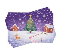 Juego de 4 manteles individuales navideños para el país de las maravillas, coloridos manteles individuales festivos para cenas de invierno, lavables para interiores y exteriores, 45,7 x 30,5 cm
