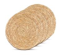 Juego de 4 manteles individuales redondos de jacinto de agua: WANDGU Juego de 4 posavasos decorativos de 30 cm, decoración de salón, posavasos trenzados para comida caliente, manteles individuales