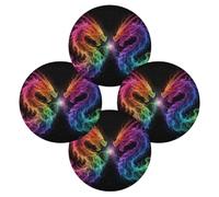 Juego de 4 manteles individuales redondos, resistentes al calor, lavables, antideslizantes, de 39 cm, para cocina, comedor, vacaciones, fiesta, decoración de mesa, uso interior y exterior, dragón de