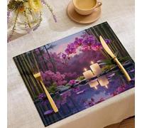 Juego De 4 Manteles Individuales Velas Orquídeas Romántico Vintage, 45X30Cm, Lavables Duraderos para Cocina Comedor Fiesta