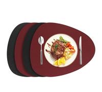 Juego de 4 manteles Individuales y Posavasos Piel sintética Doble Cara PU for Decorar la Mesa del Comedor para Mesa de Comedor de Cocina(Red Black)