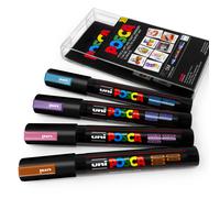 Juego De 4 Marcadores De Pintura Metallic Midnight Uni Posca PC-5M En Cartera