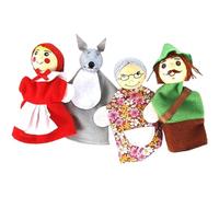 Juego de 4 Marionetas de Mano para niños Caperucita Roja Marionetas de Mano Juguete Interactivo Juego de rol Teatro de de Dibujos Animados para niños Narración de Cuentos