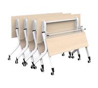 Juego de 4 mesas de conferencias plegables modernas de oficina con ruedas, diseño abatible para salas de reuniones, cursos de formación, seminarios y eventos