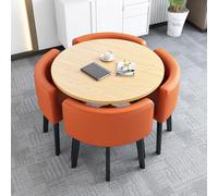 Juego de 4 mesas redondas de comedor y sillas para oficina, recepción, club, mesa de negociación con sillas tapizadas, ideal para el hogar, balcón, cafetería, sala de descanso