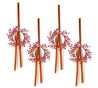 Juego de 4 mini coronas de Navidad, con bayas rojas y lazos a cuadros de búfalo, decoración de ramas de pino para decoración del hogar de vacaciones, corona festiva verde y roja de 10.2 pulgadas (3)