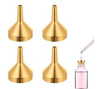 Juego de 4 mini embudos de aluminio de metal, pequeños embudos de metal para rellenar aceites esenciales, llenar botellas pequeñas, dosificar perfume, arena (18 mm x 22 mm oro)