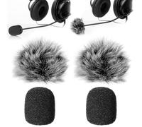 Juego de 4 mini parabrisas de espuma para micrófono y cubierta peluda, fundas de micrófono de alta densidad, micrófonos de solapa para lavalier, reducción de ruido