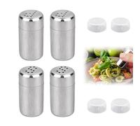 Juego de 4 mini saleros con tapa, pequeños saleros de acero inoxidable, mini salero para viajes, camping, salero pequeño, adecuado para gastronomía