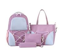 Juego de 4 mochilas escolares, mochila con bolsa de tutoría y estuche para lápices, perfecto para la escuela o viajes, juego de mochila, bolsa de libros, bolsa de tutoría adicional y bolsa para