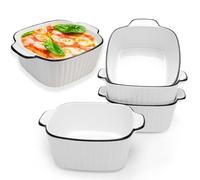 Juego de 4 Moldes de Cerámica para Horno, Bandejas Cuadradas de Cerámica de 400 ML, 14,9x11,5x5,7 CM Fuentes de Horno Cuadradas con Asas, para Hornos y Microondas, Freidora sin Aceite