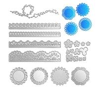 Juego de 4 moldes de corte redondos, plantillas de troquelado de flores, moldes para decoración de bordes de encaje, mini pétalos, varias plantillas de amor, para álbumes de recortes, álbumes de