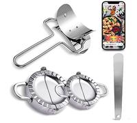 Juego de 4 moldes de prensa de empanada y cortador de acero inoxidable para pierogi de Wonton Pie de Ravioli, Gyoza pasta de pasta pegatinas para ollas, relleno manual de cuchara de harina,