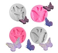 Juego de 4 moldes de silicona de mariposa resistentes al calor, herramienta creativa para hornear postres y chocolate, fácil liberación, moldes de silicona para tartas