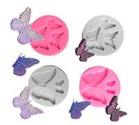 Juego de 4 moldes de silicona flexibles con forma de mariposa para fiestas, postres, decoración de pasteles, aptos para horno, flexibles, fáciles de liberar, resistentes a altas temperaturas, moldes