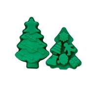Juego de 4 moldes de silicona para hornear navideños, con forma de árbol de Navidad, copos de nieve