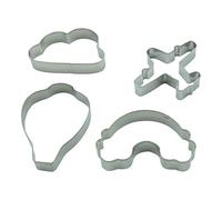 Juego de 4 moldes para galletas con forma de avión, nube, globo, arco iris, diseño de avión