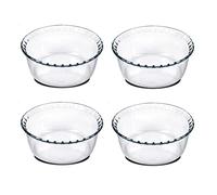 Juego de 4 Moldes redondos para Soufflé, Moldes de Vidrio Roscado, Bandeja refractaria, Molde para hornear, Plato de horno, capacidad 700 ml - Diámetro 15.1 x Altura 5.9 cm -JUANIO-