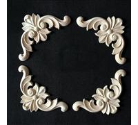 Juego de 4 molduras de madera para esquina de muebles con decoración tallada para mejoras del hogar (20 x 20 cm)